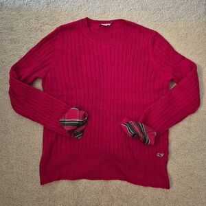 Vineyard Vines Red Crewneck Sweater Classic Cable Knit